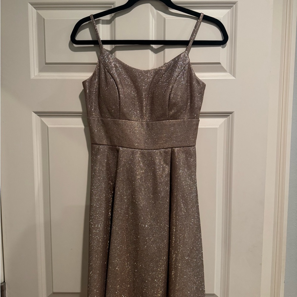 Morgan & Co. Shimmering Gold Midi Dress
